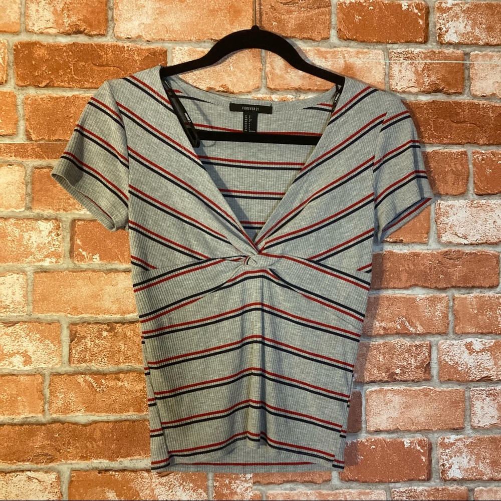 V neck striped top